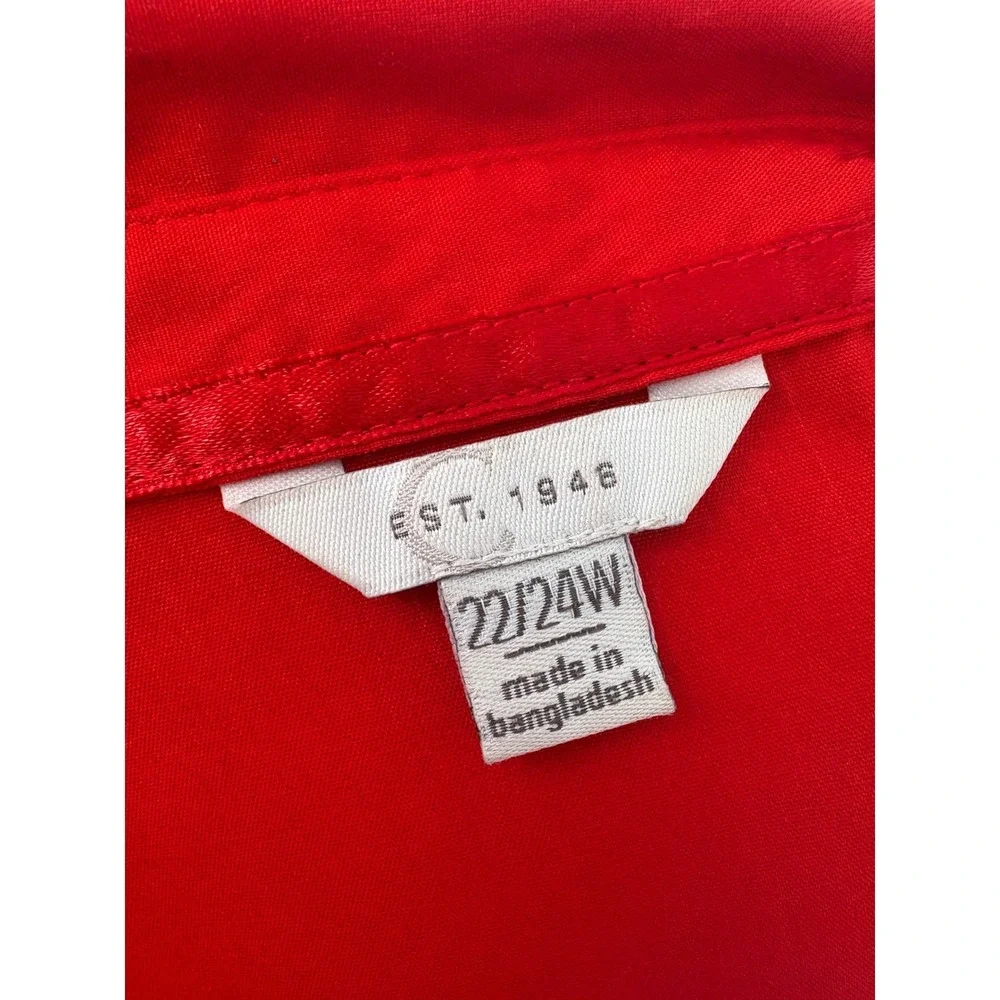 Catherines‎ Sleeveless Button Down Shirt Red Pocket Front Plus 22/24W